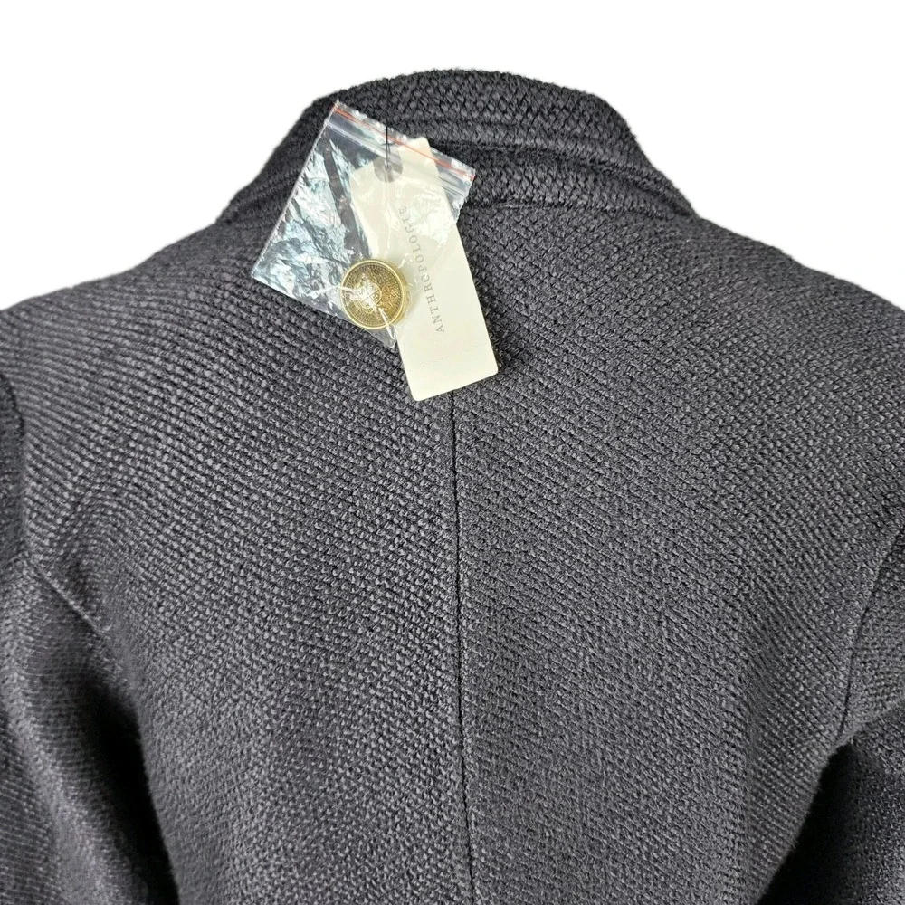 Maeve Anthropologie‎ Knit Jacket Blazer Womens Medium Black Textured Casual Work